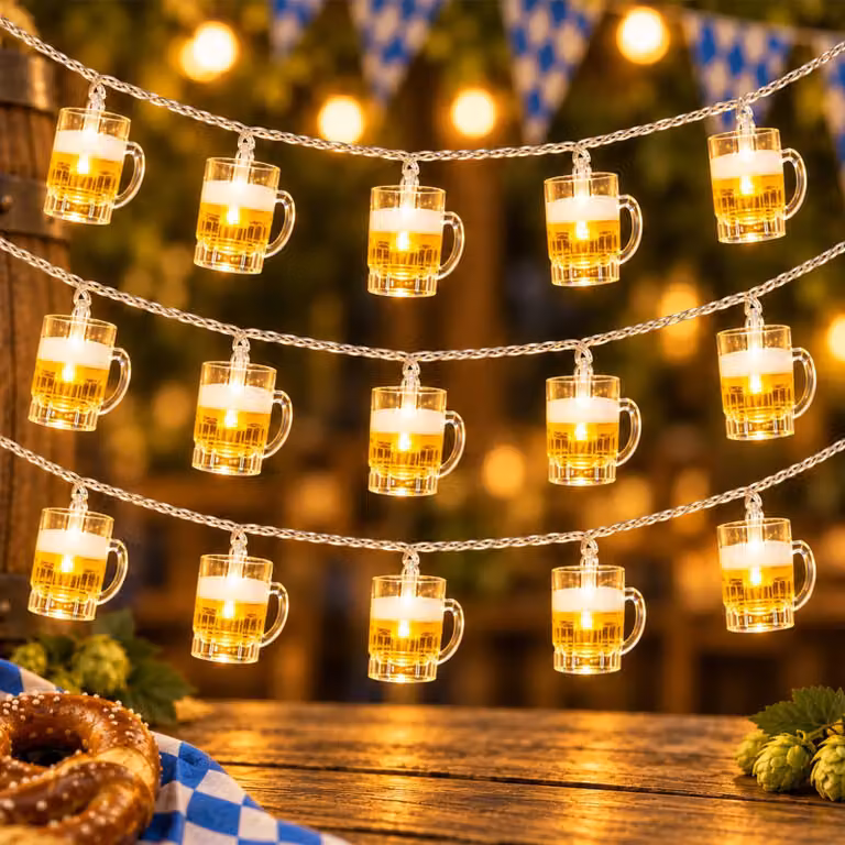 Catena luminosa, lunghezza 1,5 metri, 10 LED, decorazione per la festa della birra