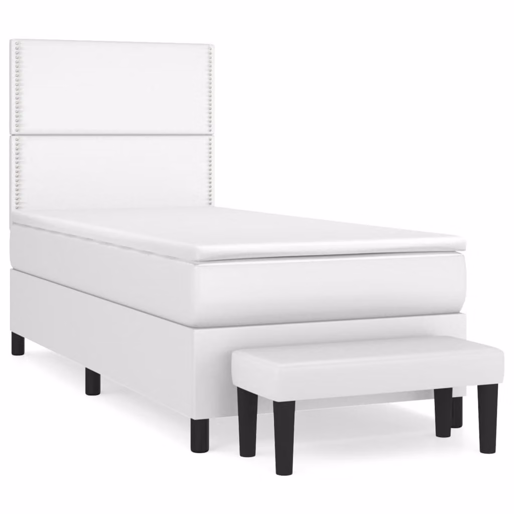 Giroletto a Molle con Materasso Bianco 100x200 cm in Pelle finta