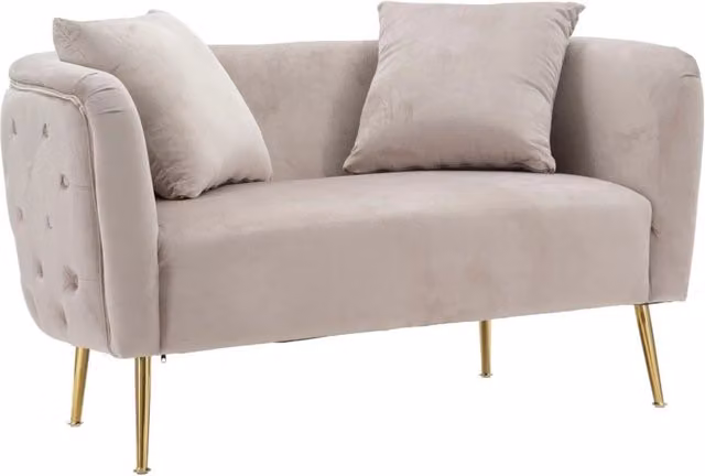 Divanetto Bucarest Grigio 127x74x73 cm Legno e Spugna e Tessuto e Metallo Grigio e Oro