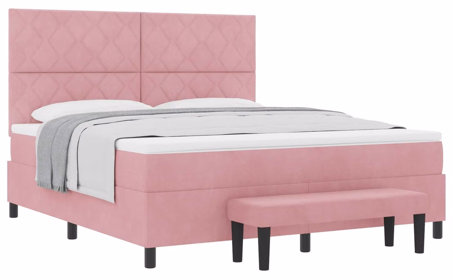 Letto a molle con testiera Rosa 200 x 180 cm Velluto