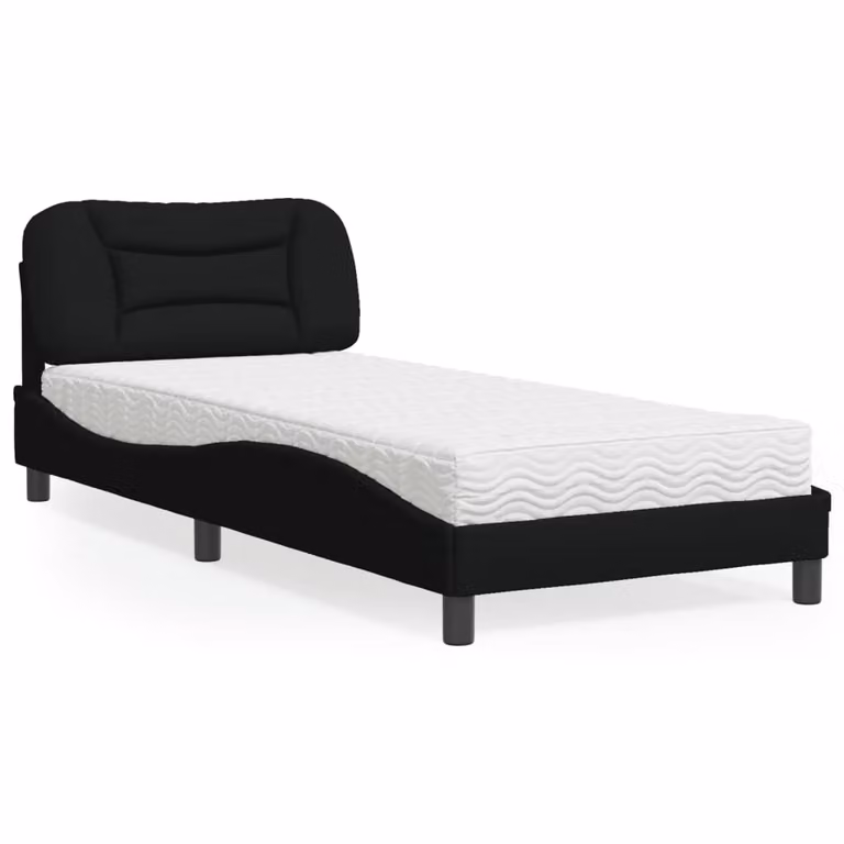 Letto con Materasso Hvar vidaXL Nero in Tessuto L 80 cm x P 200 cm
