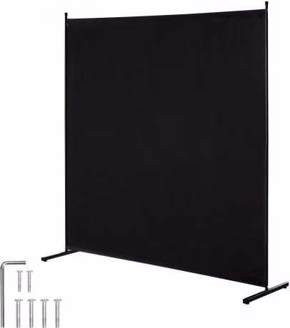 VEVOR Divisorio per stanze a pannello singolo nero per ufficio e camera da letto, H: 181 cm, L: 181,5 cm, P: 50 cm