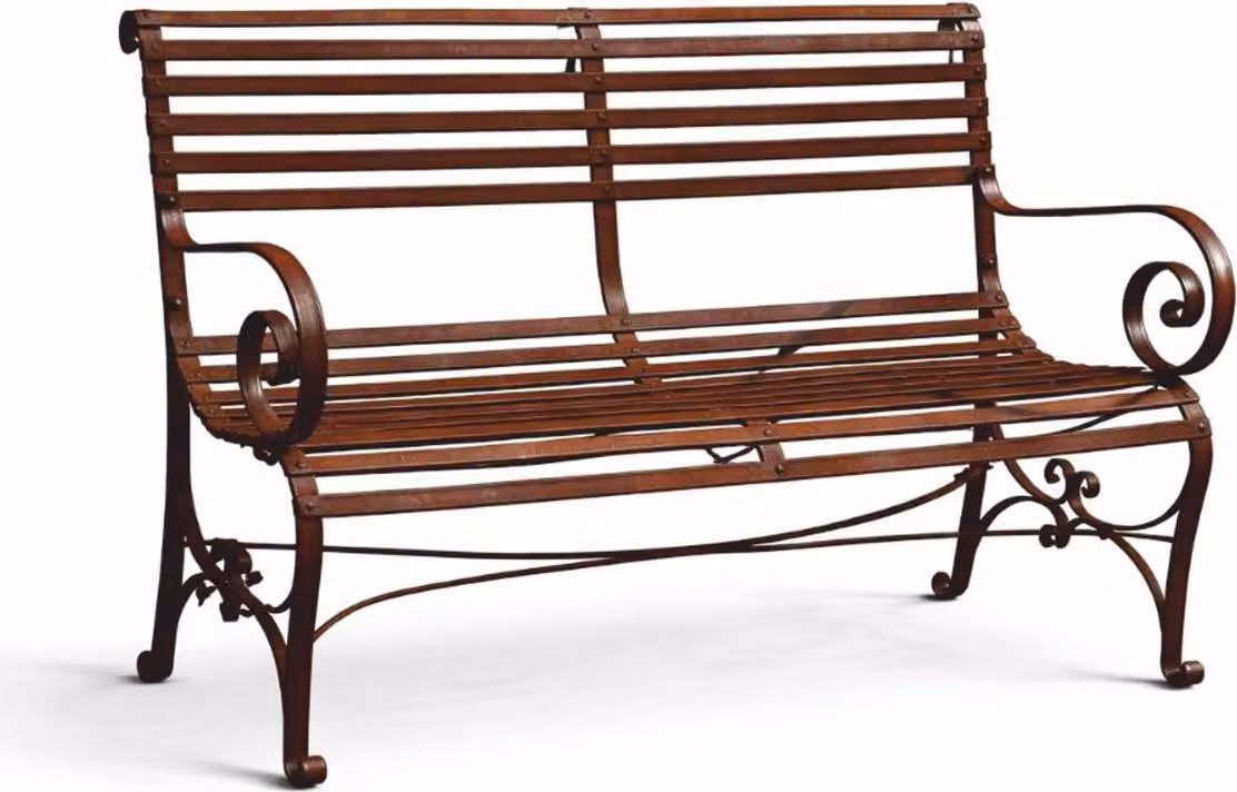 Casa Padrino Panchina da giardino in ferro battuto Art Nouveau Ruggine 120 cm - Mobili da giardino