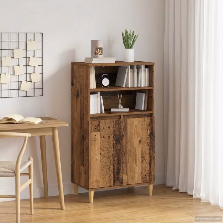 Credenza moderna vidaXL in legno e MDF color marrone con ante a battente e ripiani interni L/P/H: 60 x 36 x 110 cm