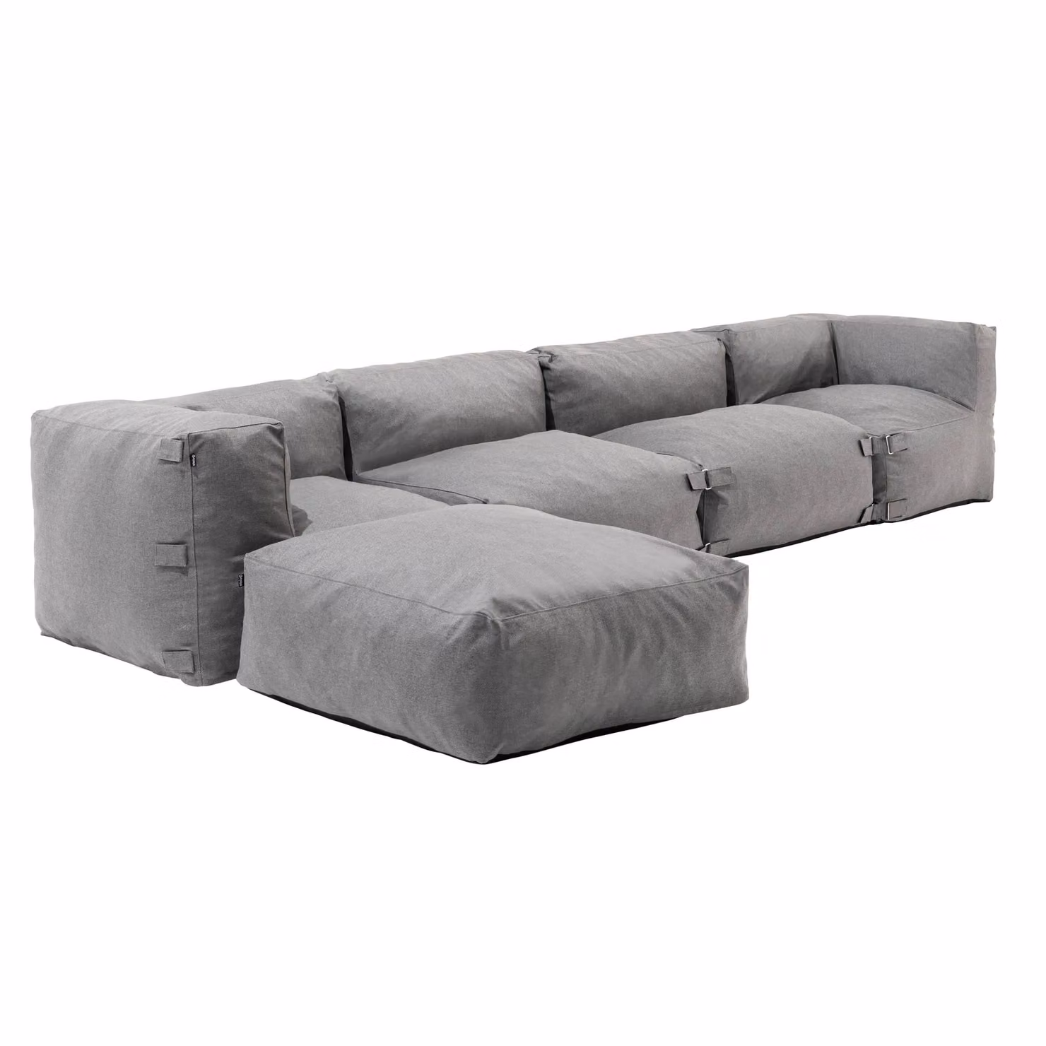Divano ad angolo modulabile 2 poltrone 2 angoli e 1 pouf grigio - Oviala Mixi