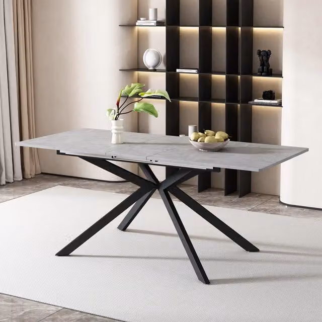 Tavolo da Pranzo Allungabile ¨C Xylo ¨C Effetto Cemento, Nero e Grigio, 150/180x70x76 cm