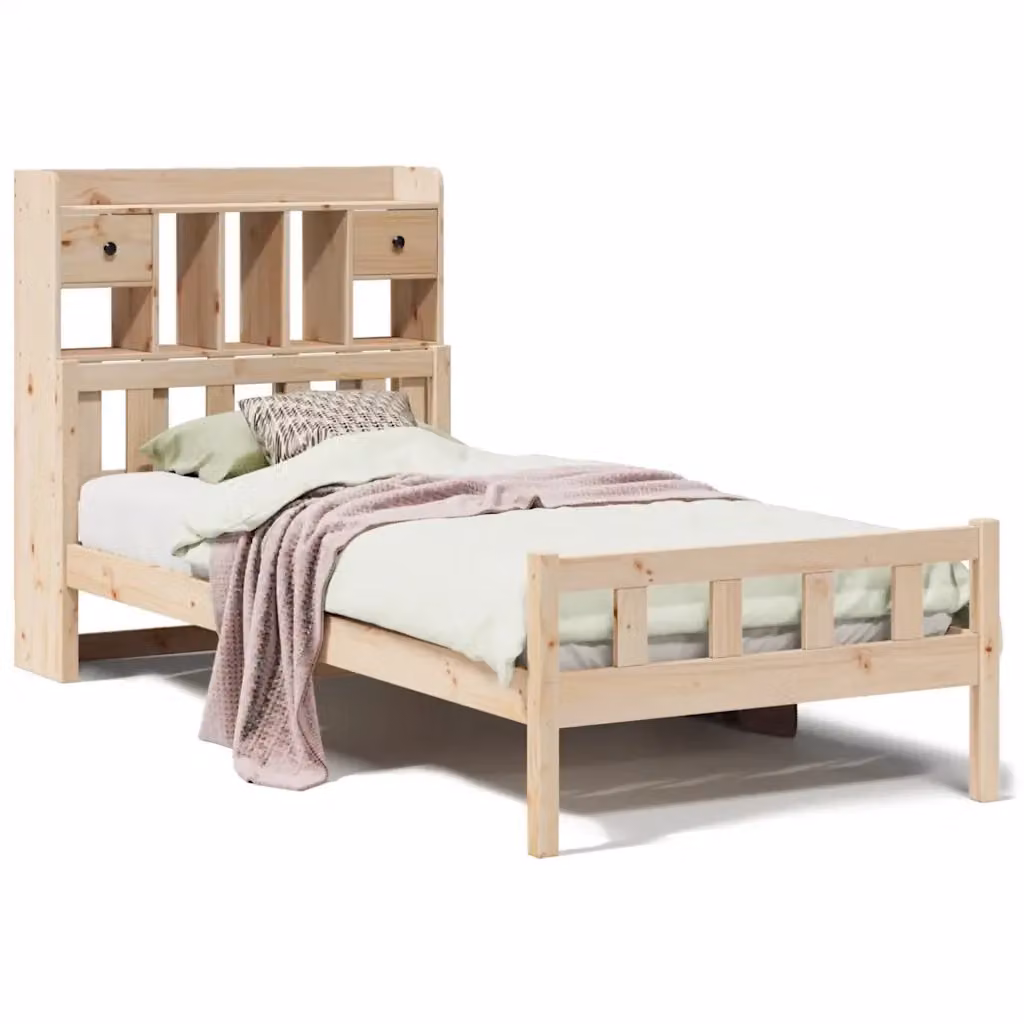 Letto Libreria VIDAXL in Legno Massello di Pino Marrone con Cassetti, Dimensioni: 190 x 90 cm – 2