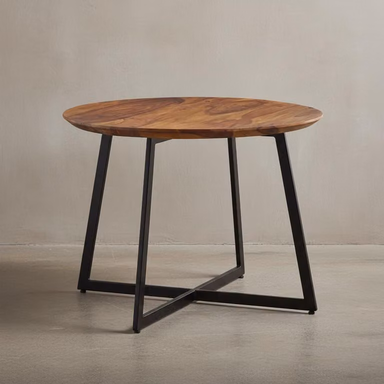 Tavolino Haim in legno massello di sheesham, rotondo, design moderno. 60x60x45 cm | Kadima Design
