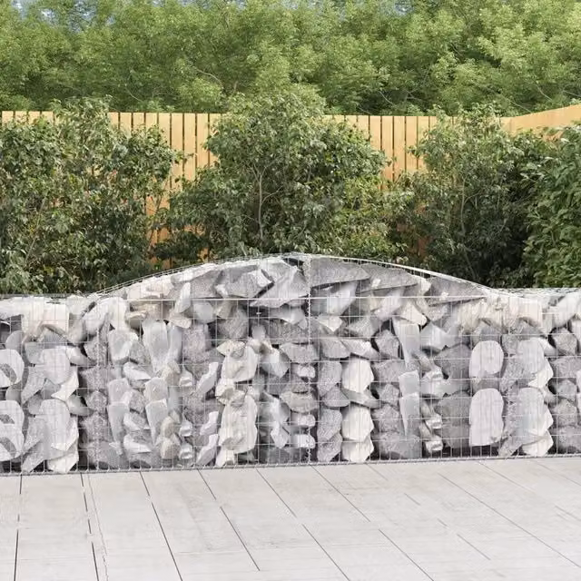 Set di 8 Cesti Gabbioni ad Arco Videx in Acciaio Zincato Grigio L: 400 cm, P: 50 cm, H: 80/100 cm