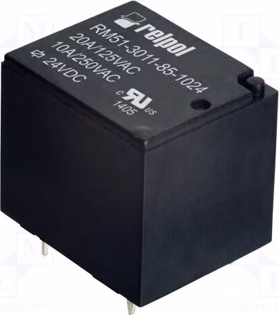 1 relè: elettromagnetico, 10A/250VAC, bobina: 24VDC, 10A, modello RM51-3011-85-1024, Ele