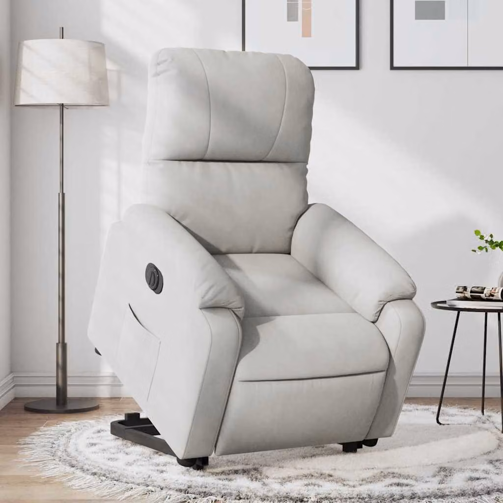 vidaXL Poltrona a Rialzo Reclinante Elettrica in Microfibra Grigia per Senior – 1