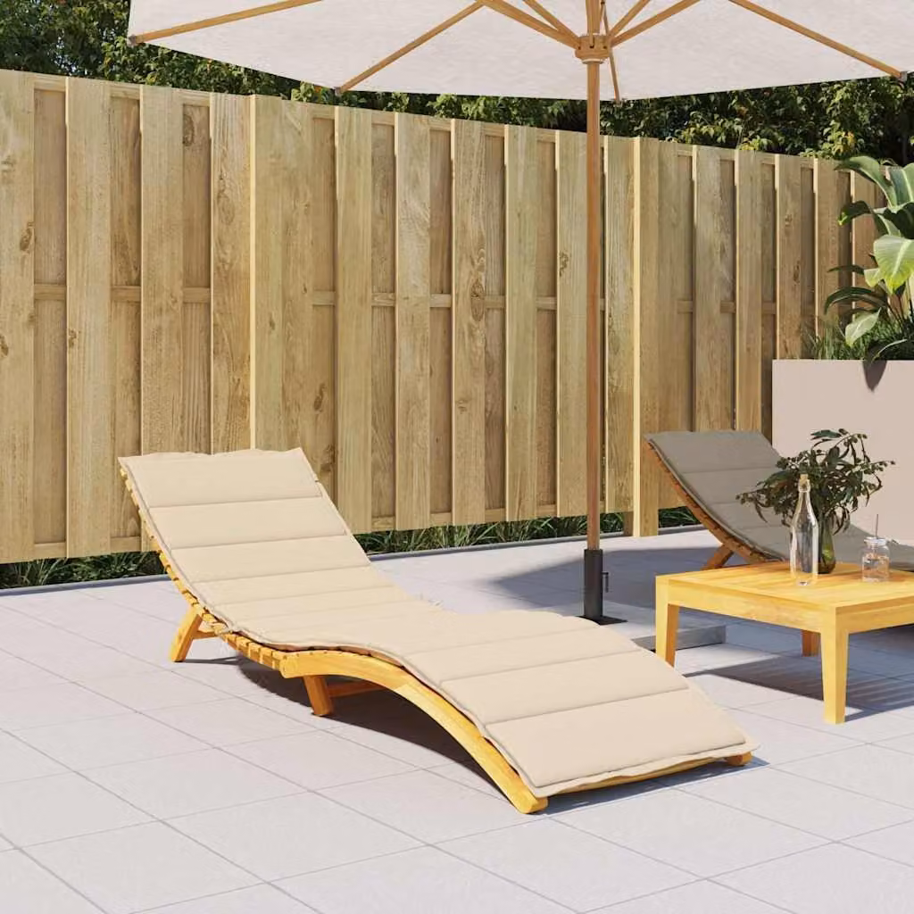 vidaXL Cuscino per Lettino Beige in Tessuto Oxford Idrorepellente e Traspirante L/P/H: 200 x 50 x 3 cm