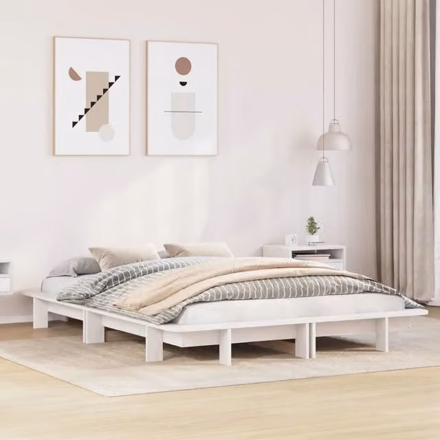 Letto moderno in legno massello di pino bianco vidaXL L: 157 cm, P: 212 cm, H: 300 cm