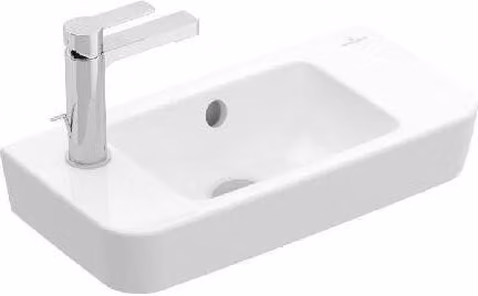 Villeroy & Boch O.novo - Lavabo Compact 500x250 mm, con sfioratore, foro per miscelatore a sinistra, AntiBac, CeramicPlus, bianco alpino 4342L5T2