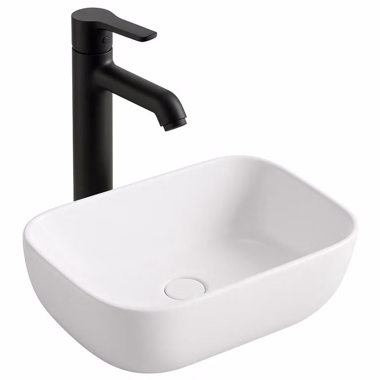 Lavabo ovale in Vetroceramica, bianco lucido, per piano lavabo, 37 x 25,5 cm