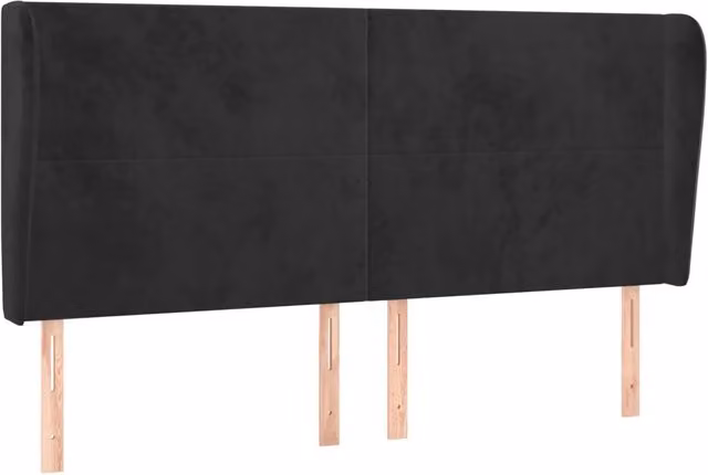 Testiera | Testata ad Orecchio Nera 203x23x118/128 cm in Velluto