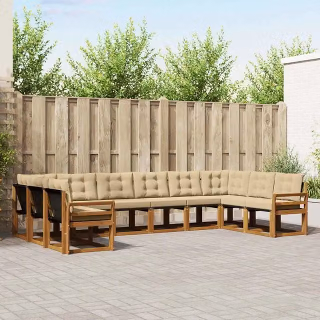 Set di divani da esterno 10 pz Naturale e Beige 3369100