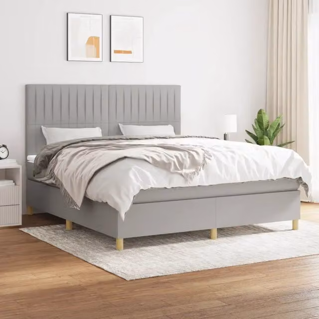 Letto Ibrido con Giroletto a Molle e Materasso vidaXL Grigio Chiaro e Bianco L/P: 180 x 200 cm