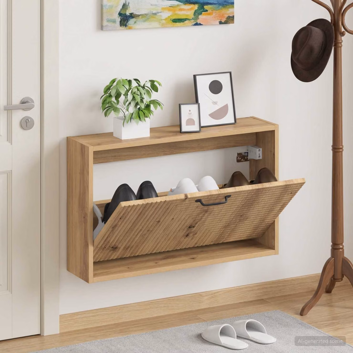 vidaXL Mobiletto per Scarpe da Muro HAARLEM Moderno in Legno e MDF, L: 71 cm, P: 17 cm, H: 43 cm