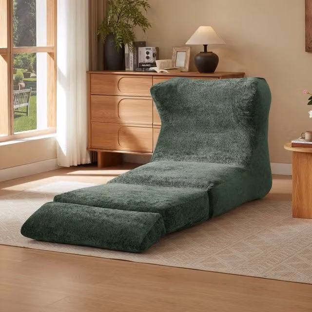 Divano modulare Zephmum verde trasformabile da poltrona a chaise longue L: 118 cm, P: 86 cm, H: 90 cm