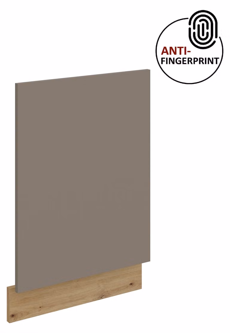 Pannello frontale per lavastoviglie da incasso da 45 cm ARIA grigio sabbia ultra opaco + rovere Artisan opaco, frontali di alta qualità con rivestimento anti-impronta, cucina a incasso