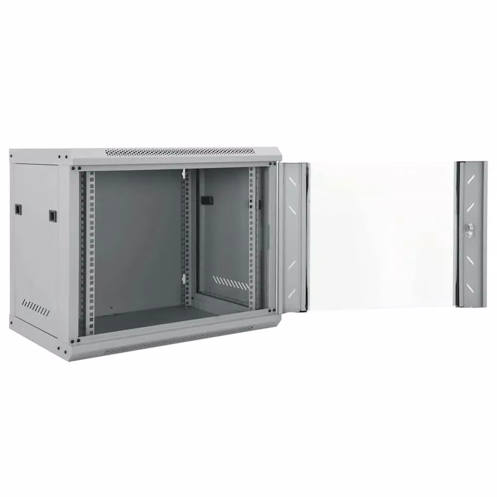 Armadio di rete industriale HELLOSHOP26 in acciaio grigio e argento, con vano interno chiudibile e montaggio a parete, L: 60 cm, P: 45 cm, H: 50 cm – 2