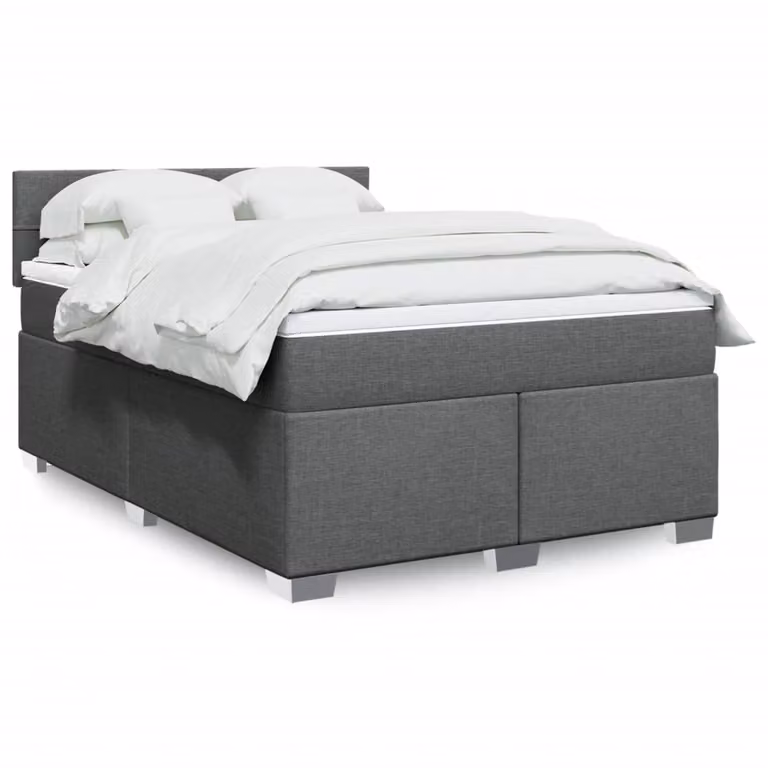 vidaXL Letto Ibrido con Materasso Grigio e Bianco L/P: 160 x 200 cm