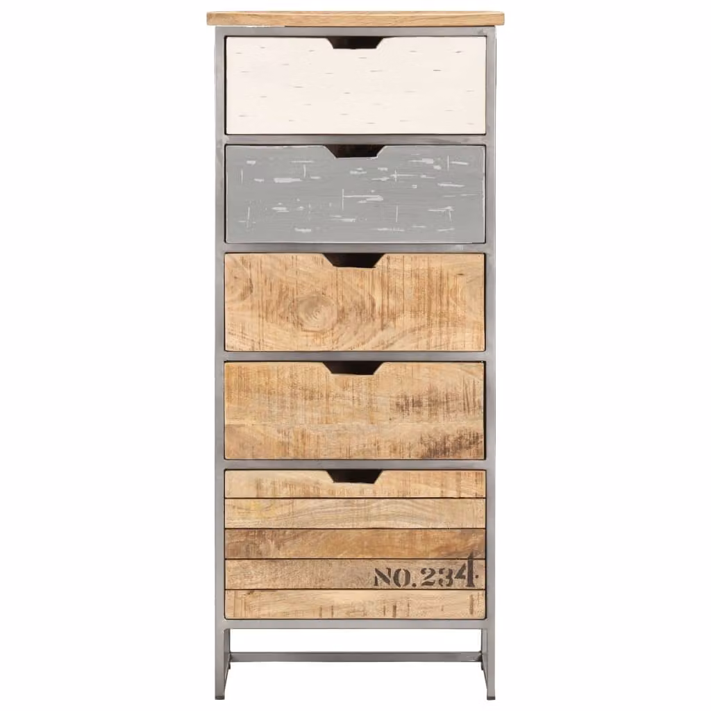 Cassettiera 45x30x105 cm in Legno Massello di Mango