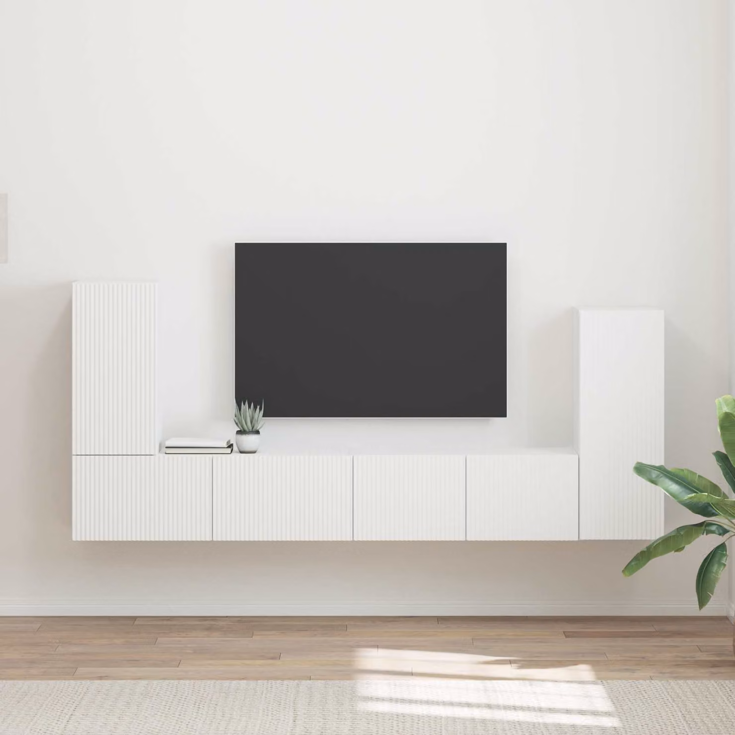 Set mobile TV moderno vidaXL in 4 pezzi Bianco opaco in MDF per soggiorno e ufficio in casa