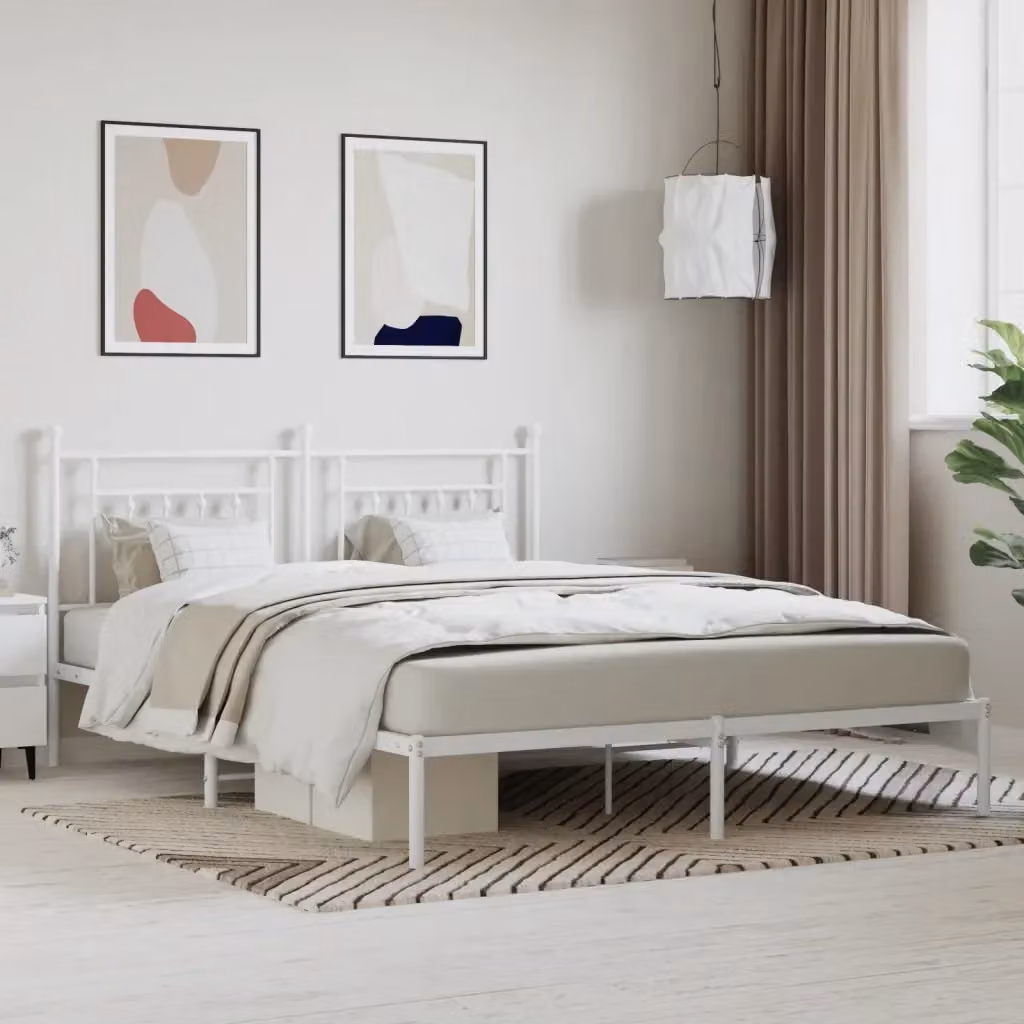 Letto matrimoniale con testiera in metallo bianco design classico L/P/H: 160 x 200 cm – 2