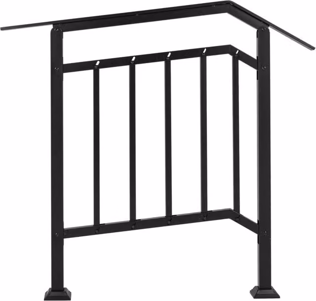 Set di 2 corrimano per scale in acciaio zincato nero con angolo regolabile da 5 a 40 gradi per interno ed esterno, L: 150 cm, H: 104,5 cm, P: 9 cm