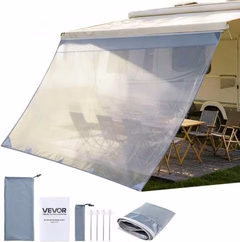 Pannello Frontale per Tenda da Sole VEVOR Grigio, L: 330 cm, H: 200 cm, P: 140 cm