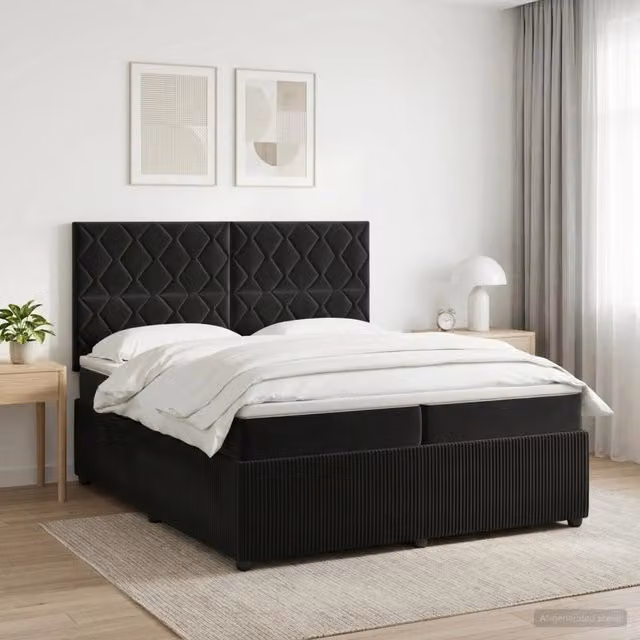 Letto box spring con materasso ibrido vidaXL in velluto nero L/P/H: 200 x 200 x 140,5 cm