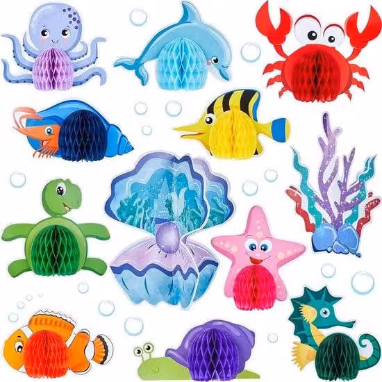Set decorativo Ocean, 12 pezzi, blu e bianco