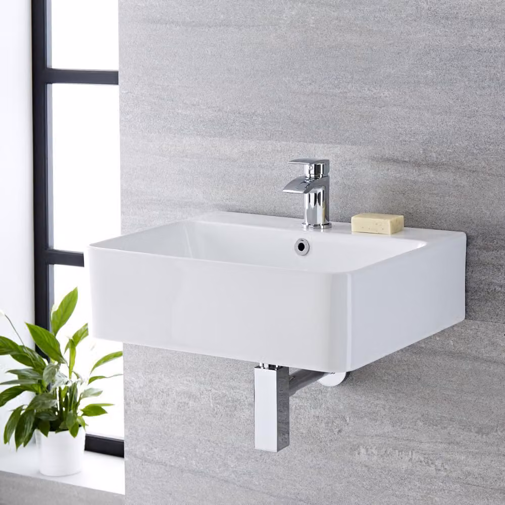 Lavabo Sospeso Rettangolare Bianco 155x520mm - Exton