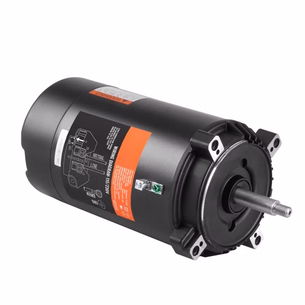 motore per pompa per piscina da 0,75 hp - telaio 56J - 115V(8 ampere)/230V(4 ampere) - 3450 giri/min - 60Hz - fattore di servizio 1,5 - condensatore 80μF/250V - rotazione CCW - motore sostitutivo a flangia rotonda