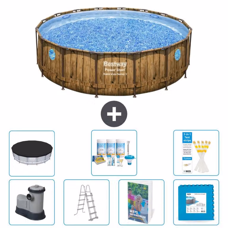 Bestway Power Steel, piscina rotonda - 488x122 cm - composta da 6 parti, modello S536