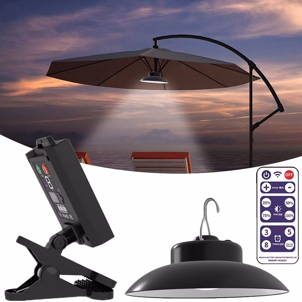 Lampada solare a sospensione, lampade solari da esterno a sospensione, lampada solare da esterno IP66 impermeabile per giardino terrazzo balcone gazebo campeggio ombrellone