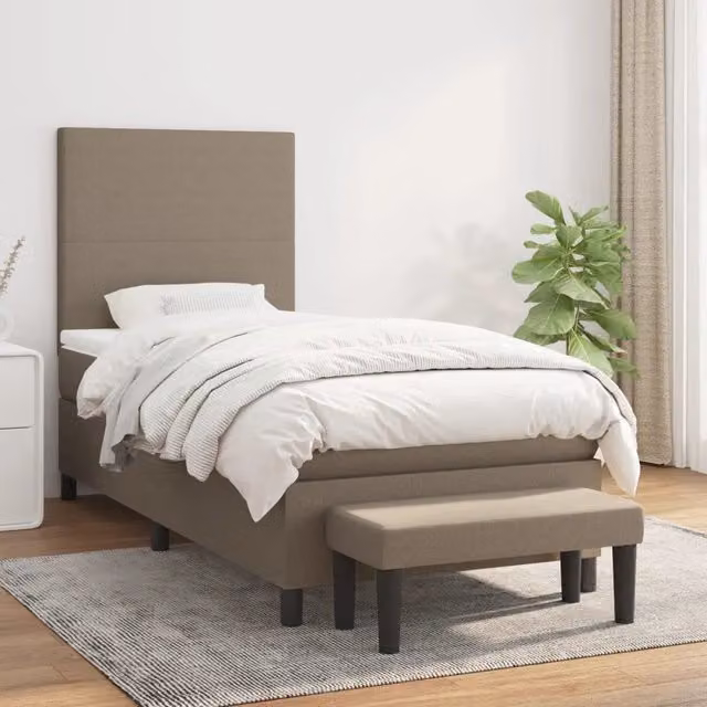 Letto Ibrido vidaXL con Giroletto a Molle e Materasso in Tessuto Tortora L: 80 cm, P: 200 cm