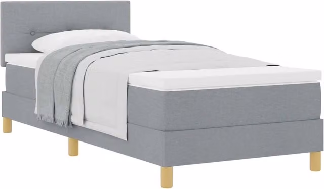 Letto singolo | Letto per adulti | Letto a molle con cuscino Grigio chiaro 90 x 190 cm Tessuto
