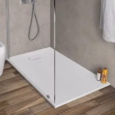 Piatto doccia rettangolare serie Agorà filo pavimento bianco effetto pietra L: 120 cm, P: 80 cm