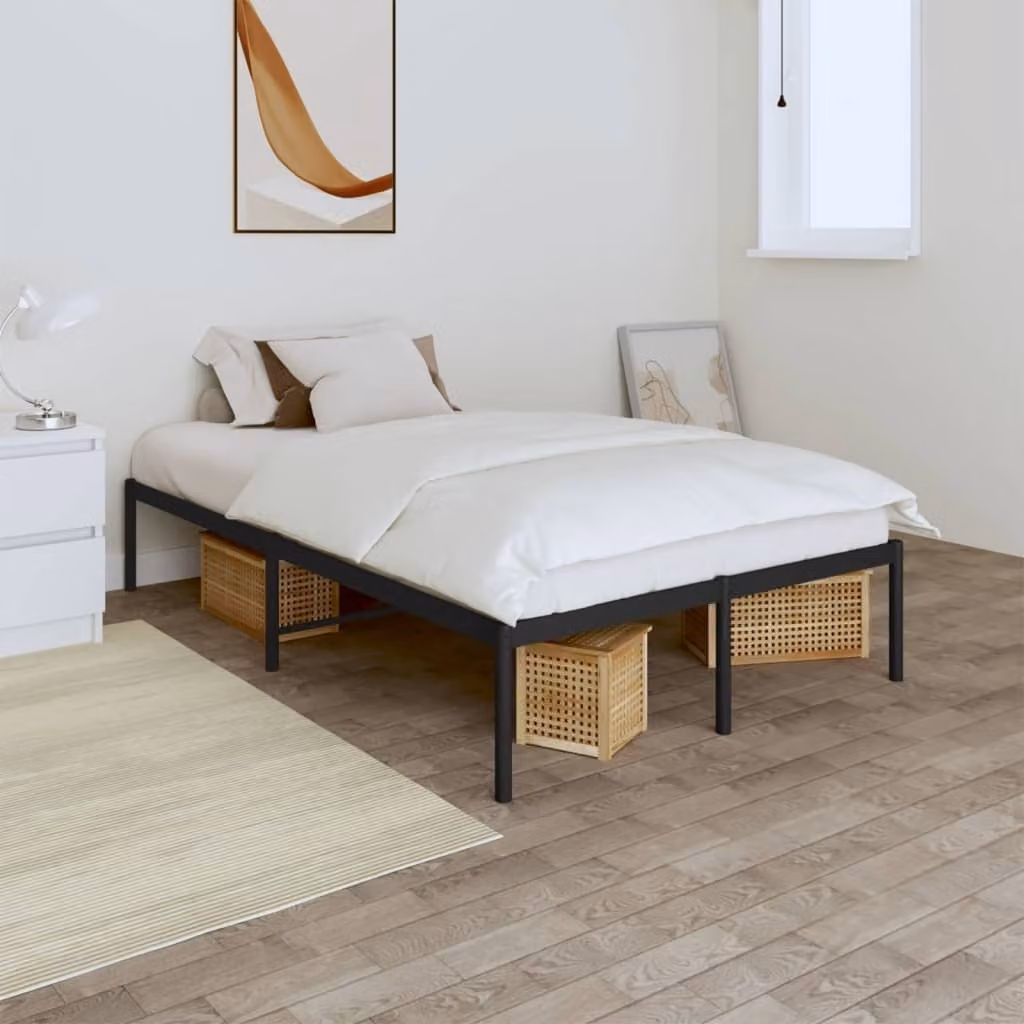 The Living Store Struttura letto in metallo nero 120x190 cm