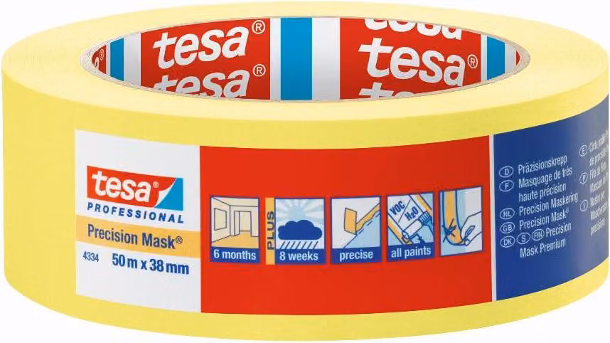tesa precision crepe 4334 PP 25 mm x 50 m (giallo)