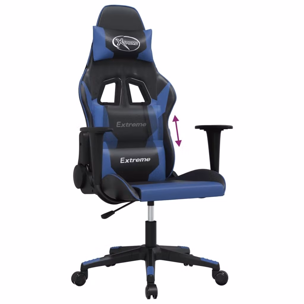Sedia da Gaming Nera e Blu in Pelle finta