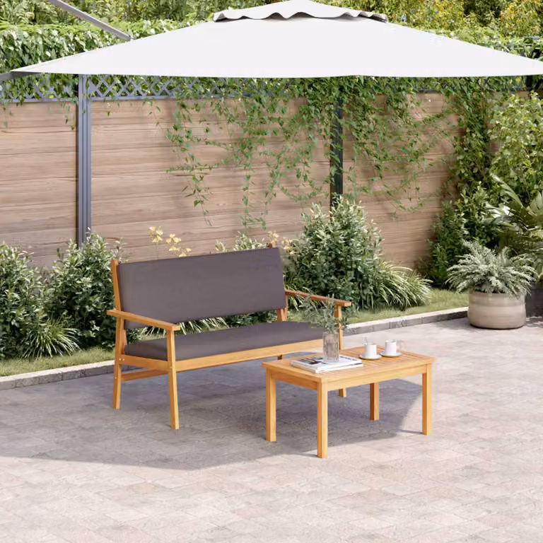 Set Divano da Giardino vidaXL 2 pz in Legno di Acacia Massello Antracite
