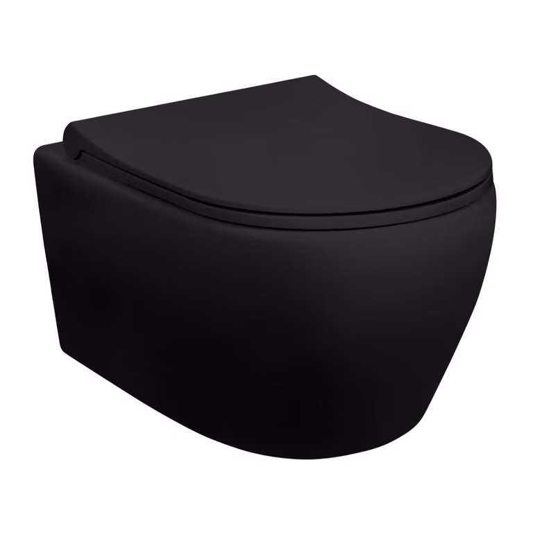 WC sospeso per doccia, colore nero opaco, con funzione di pulizia islamica, bidet integrato, toilette con coperchio ammortizzato