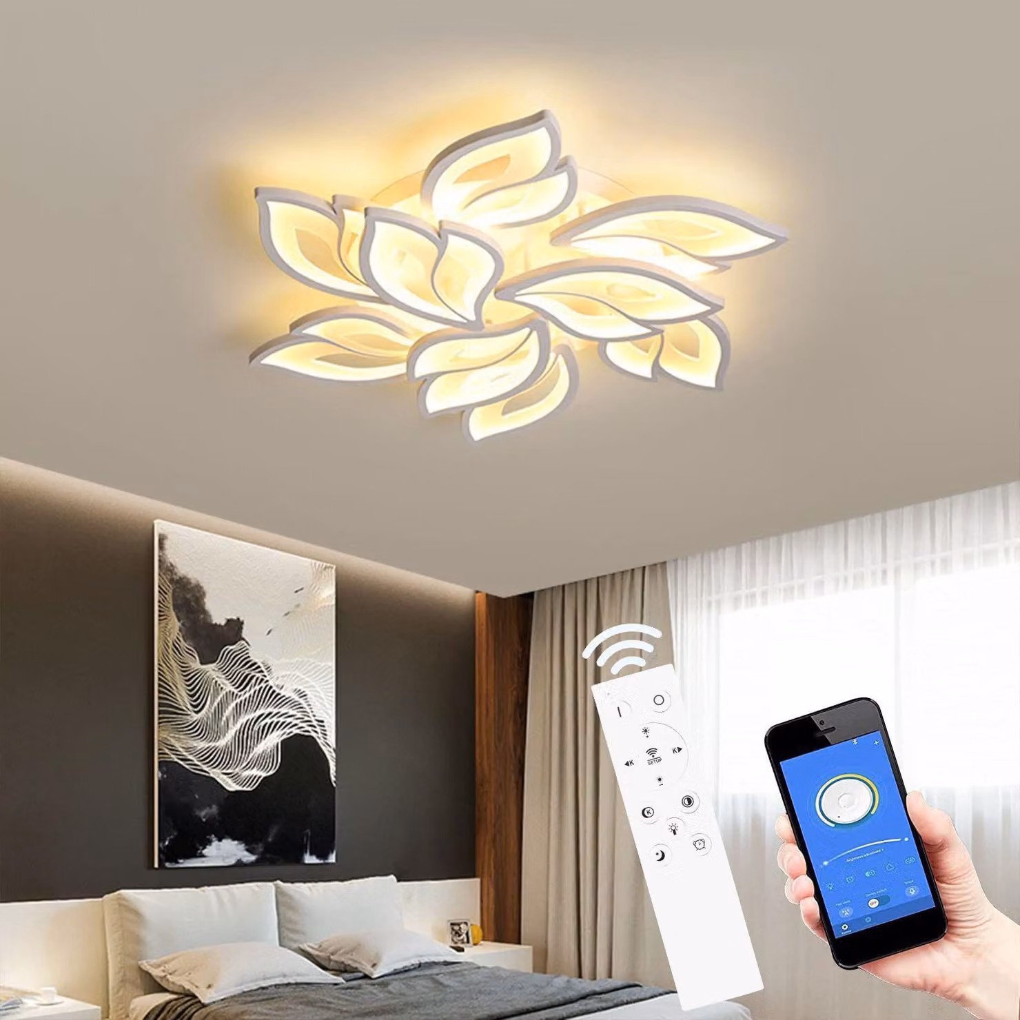 Lampada a soffitto LED dimmerabile con telecomando, 70-140W
