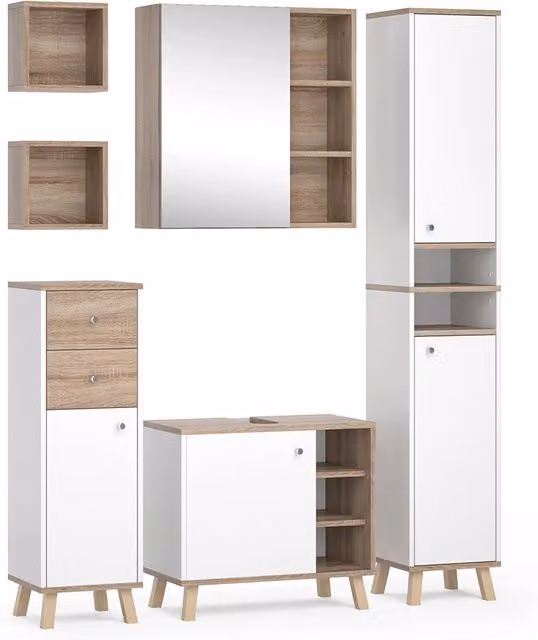 Set mobili bagno Senyo Bianco 6 pezzi Vicco