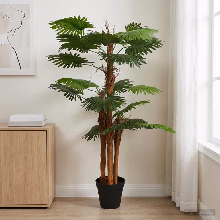 vidaXL Albero di Palma Artificiale Verde L: 60 cm, P: 25 cm, H: 170 cm