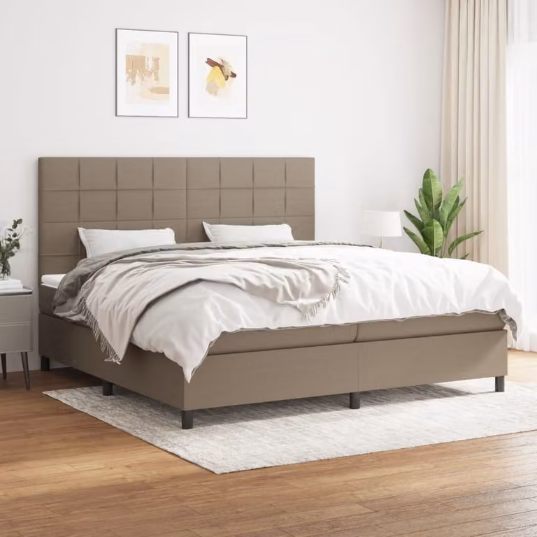 Maison Exclusive - Giroletto a Molle con Materasso Tortora 200x200 cm in Tessuto